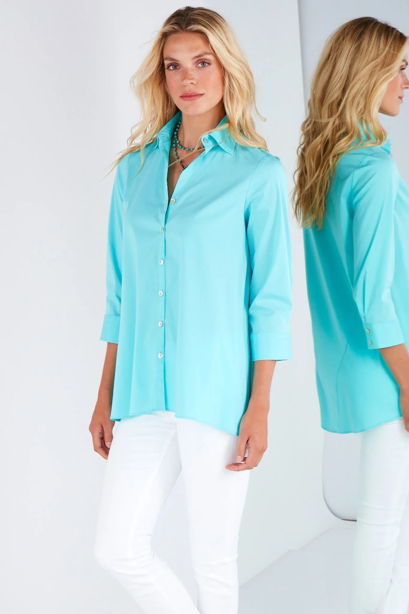 Trapeze Top Long Sleeve Black hidden placket