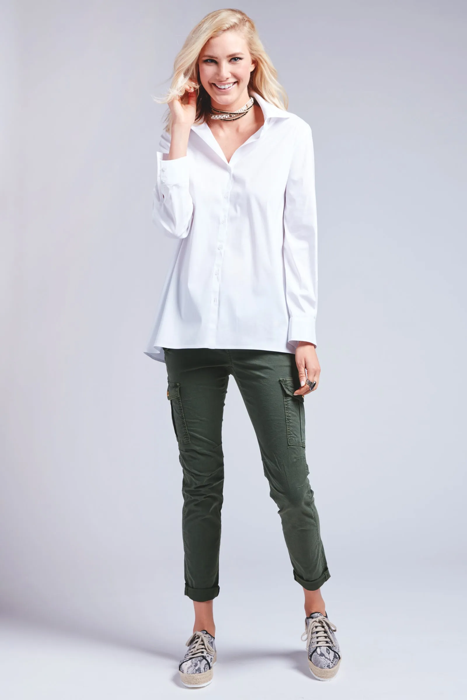 Trapeze Top Long Sleeve White knit friend