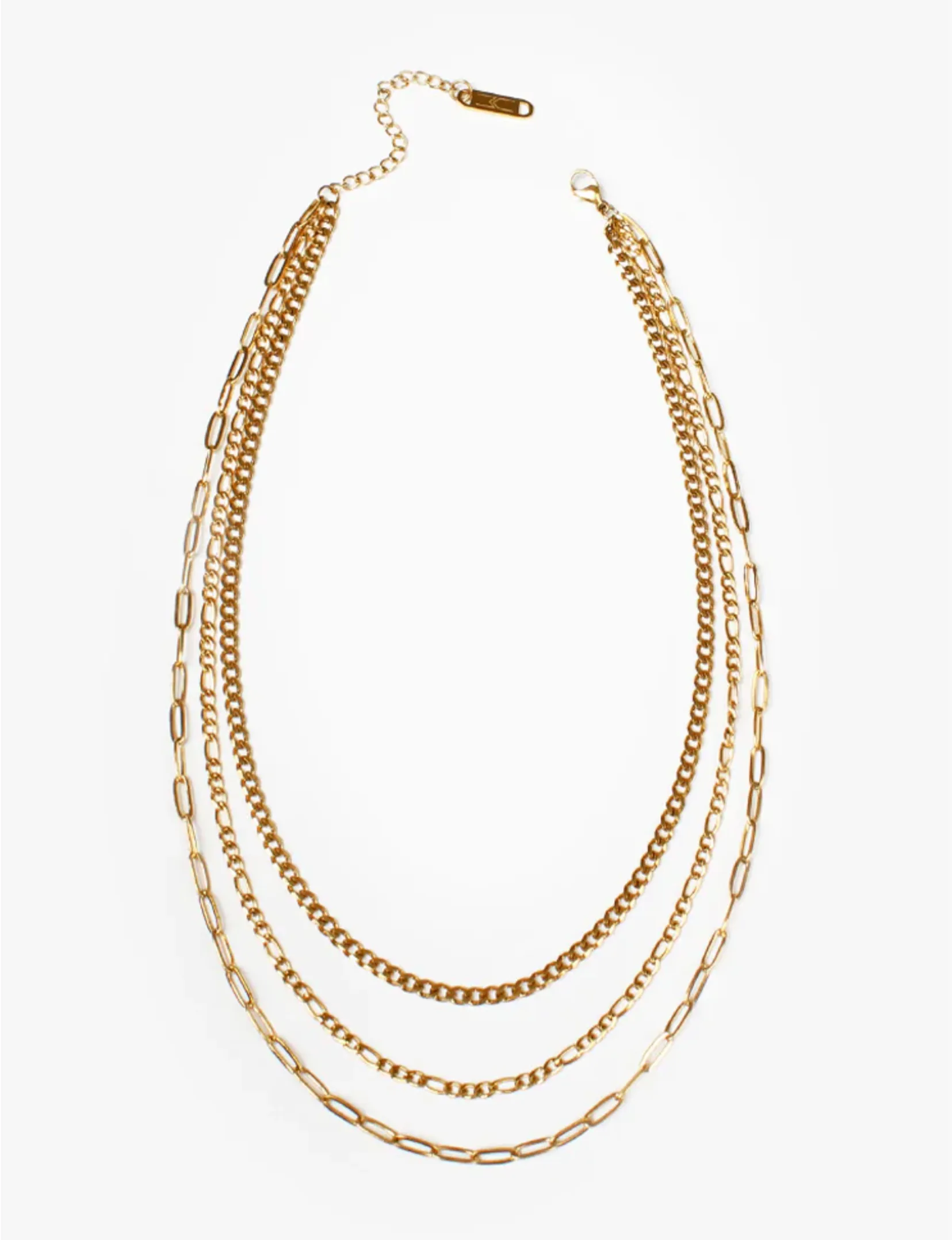 Trilogy Layers Necklace, Gold party glow