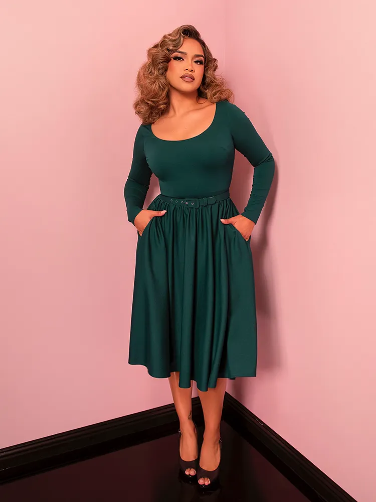 Troublemaker Swing Dress in Spruce Green - Vixen by Micheline Pitt dusk blue