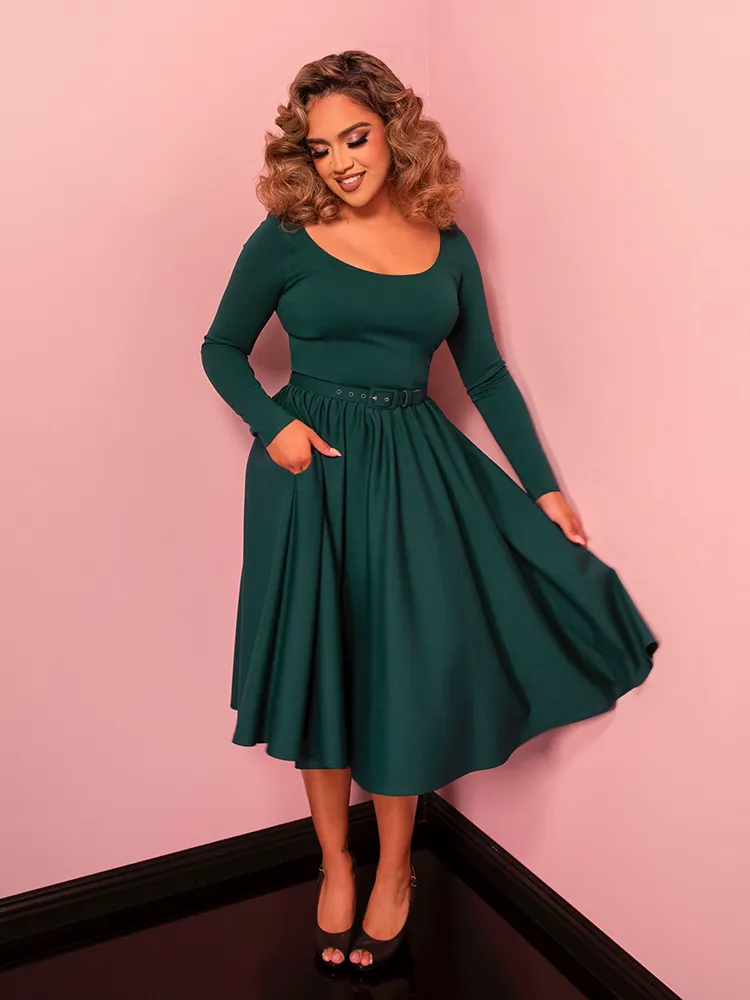Troublemaker Swing Dress in Spruce Green - Vixen by Micheline Pitt dusk blue