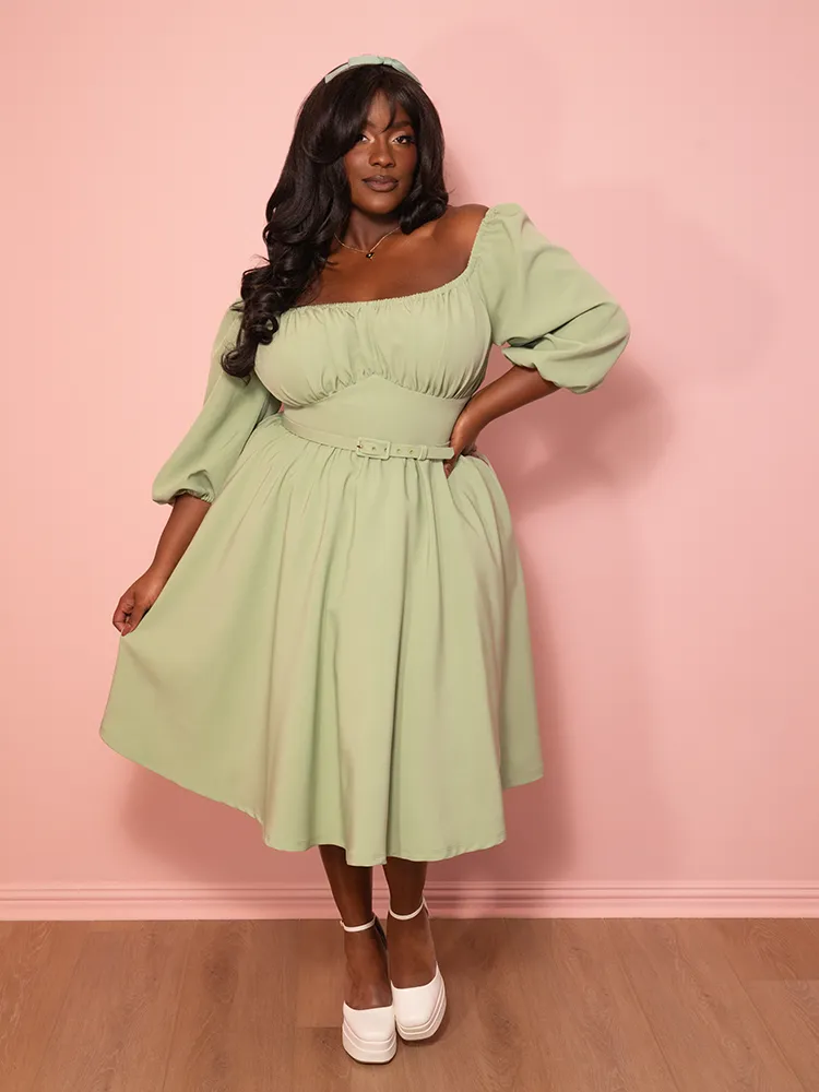 Vacation Dress in Matcha Green - Vixen by Micheline Pitt shell soft