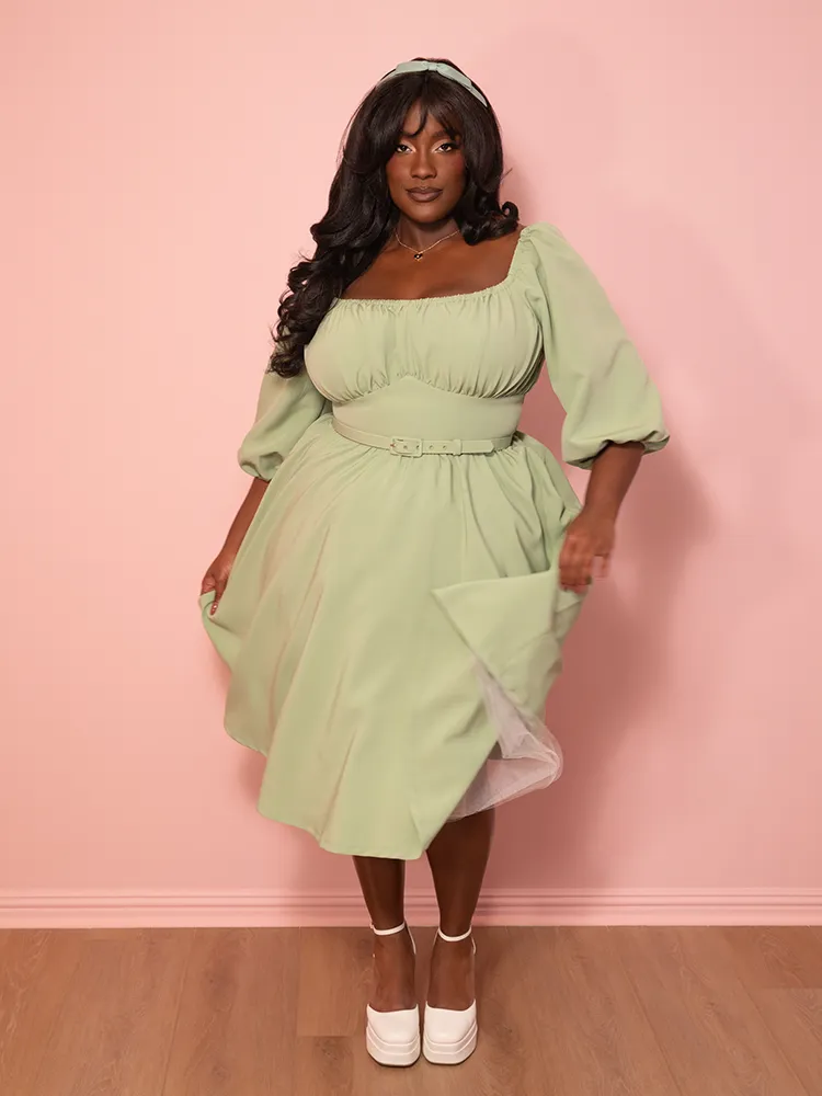 Vacation Dress in Matcha Green - Vixen by Micheline Pitt shell soft