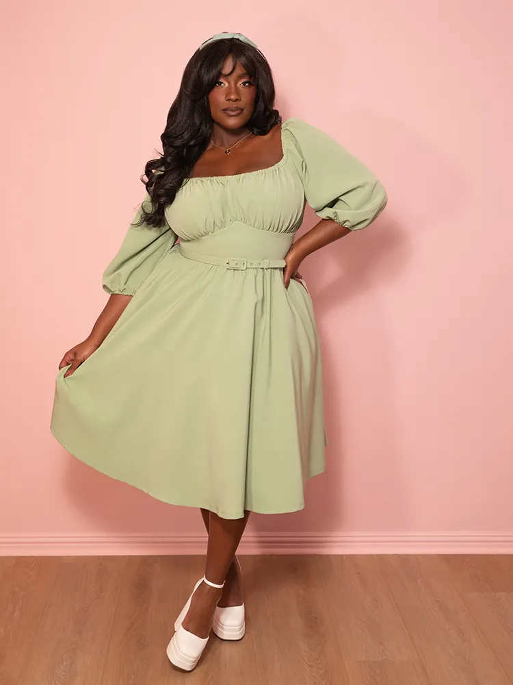 Vacation Dress in Matcha Green - Vixen by Micheline Pitt shell soft
