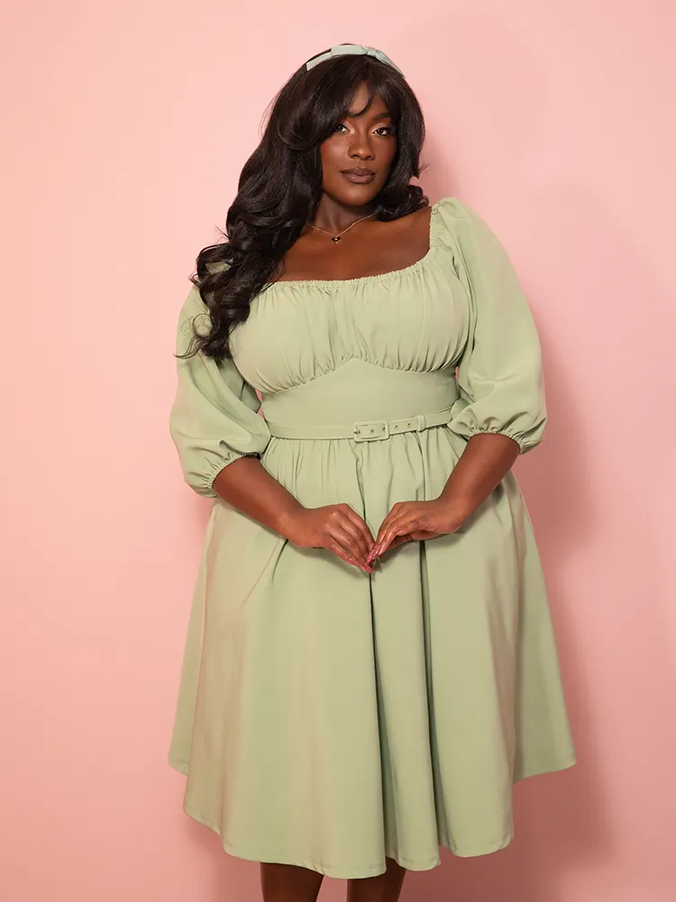 Vacation Dress in Matcha Green - Vixen by Micheline Pitt shell soft