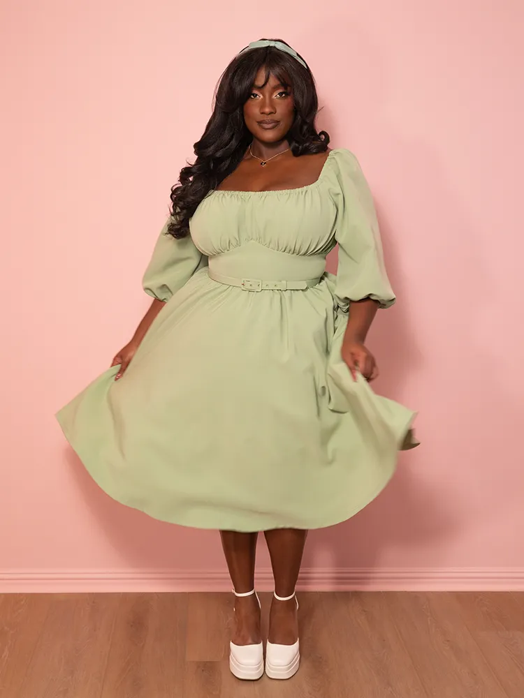 Vacation Dress in Matcha Green - Vixen by Micheline Pitt shell soft