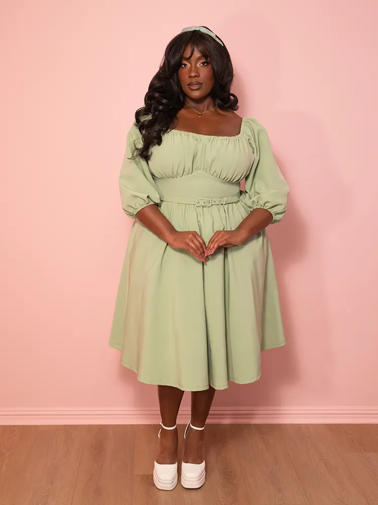 Vacation Dress in Matcha Green - Vixen by Micheline Pitt shell soft