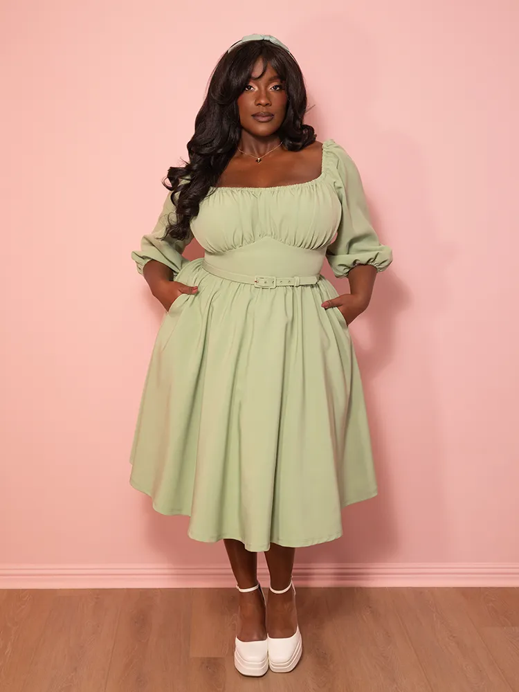 Vacation Dress in Matcha Green - Vixen by Micheline Pitt shell soft