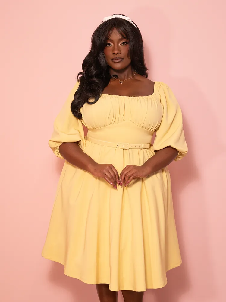 Vacation Dress in Soft Yellow - Vixen by Micheline Pitt yoga core