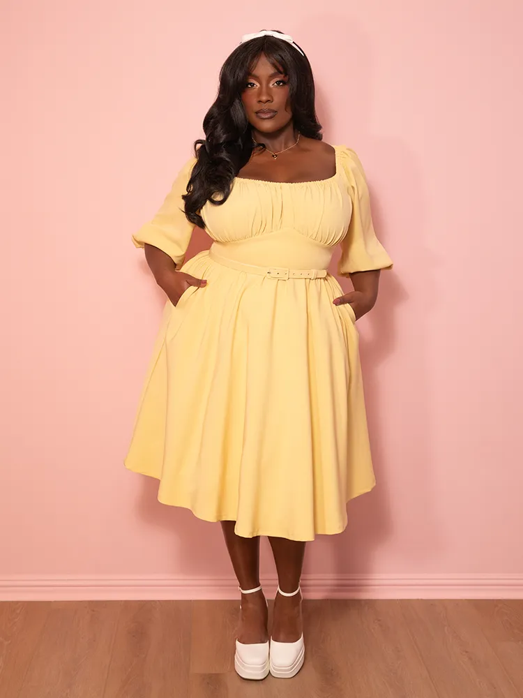 Vacation Dress in Soft Yellow - Vixen by Micheline Pitt yoga core