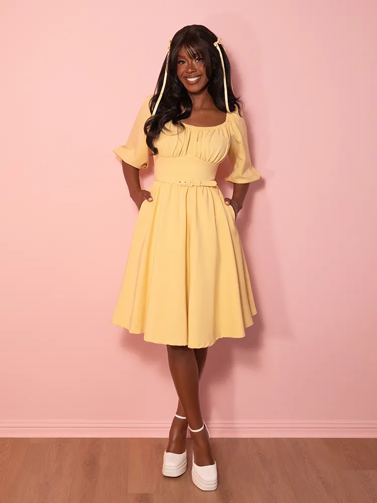 Vacation Dress in Soft Yellow - Vixen by Micheline Pitt yoga core