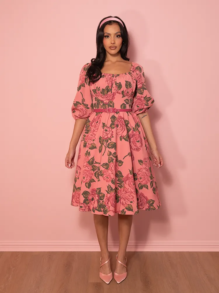 Vacation Dress in Vintage Blush Pink Roses - Vixen by Micheline Pitt style root