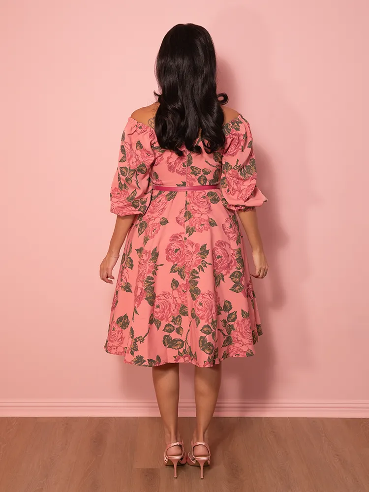 Vacation Dress in Vintage Blush Pink Roses - Vixen by Micheline Pitt style root