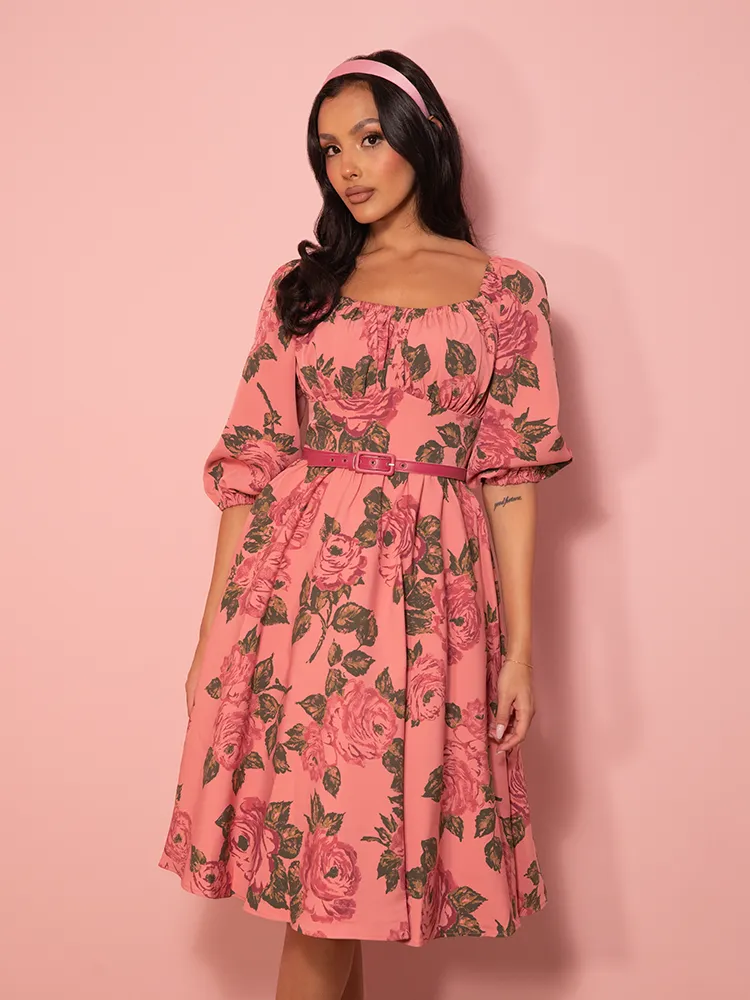 Vacation Dress in Vintage Blush Pink Roses - Vixen by Micheline Pitt style root