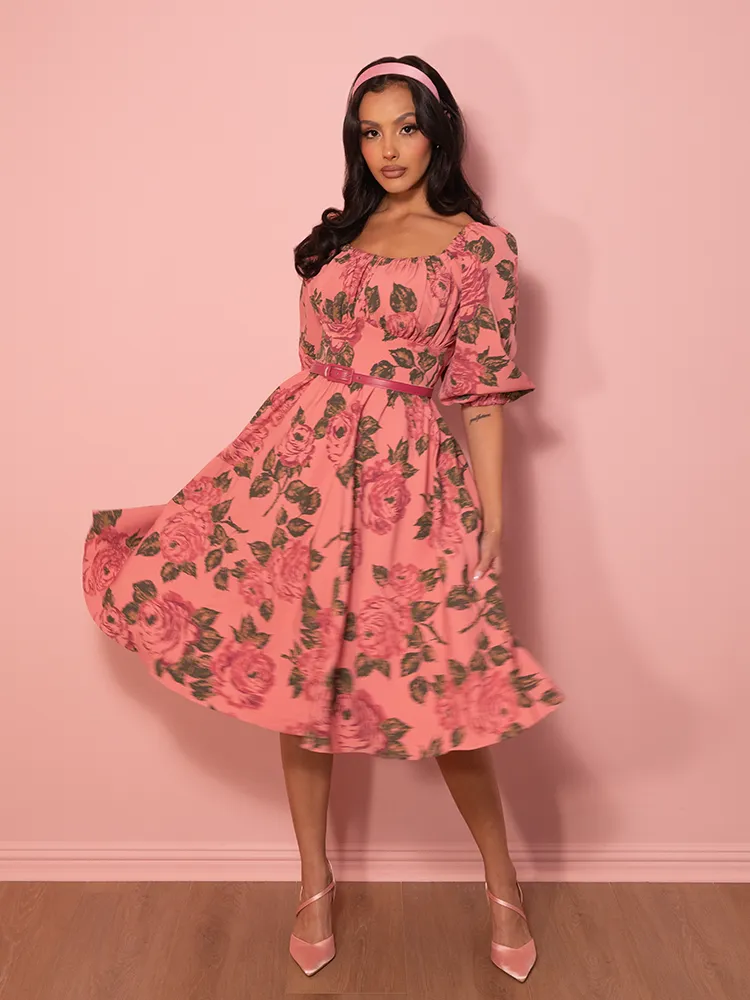 Vacation Dress in Vintage Blush Pink Roses - Vixen by Micheline Pitt style root