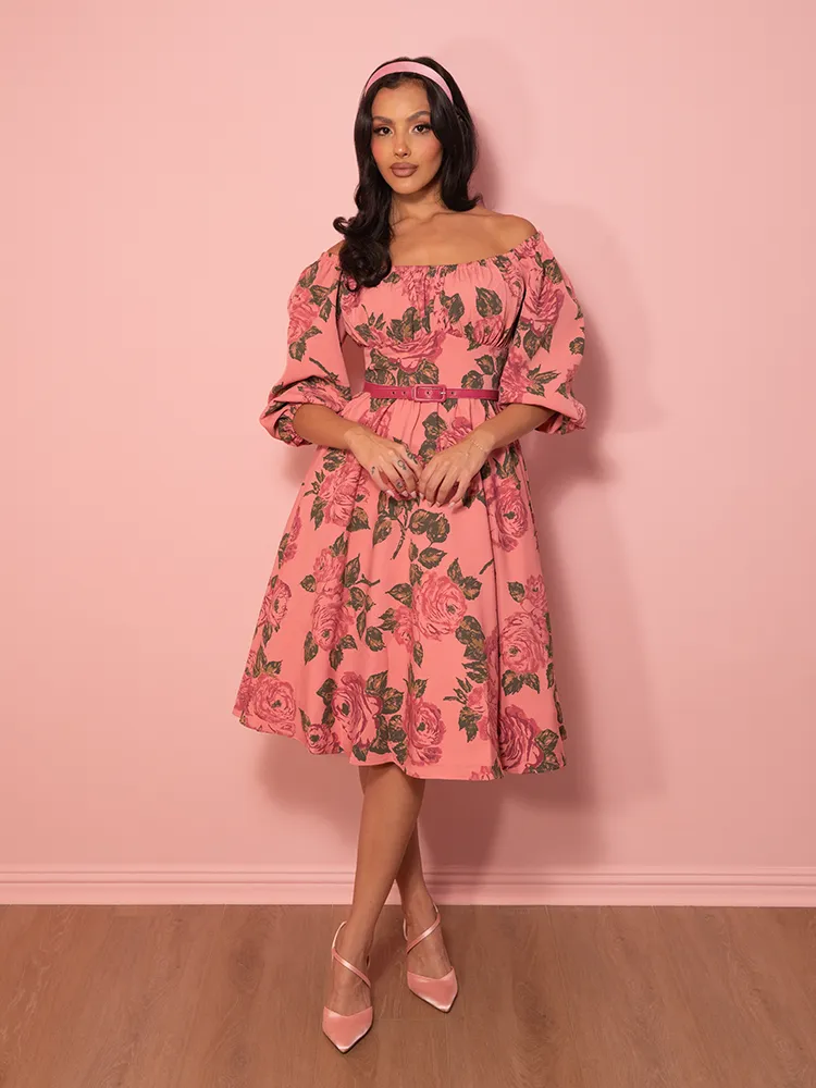 Vacation Dress in Vintage Blush Pink Roses - Vixen by Micheline Pitt style root