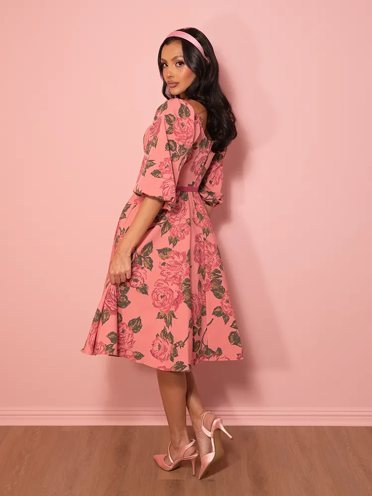 Vacation Dress in Vintage Blush Pink Roses - Vixen by Micheline Pitt style root