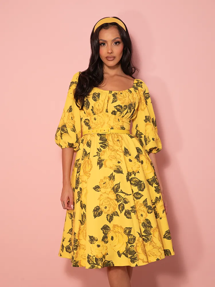 Vacation Dress in Vintage Yellow Roses - Vixen by Micheline Pitt soft armor