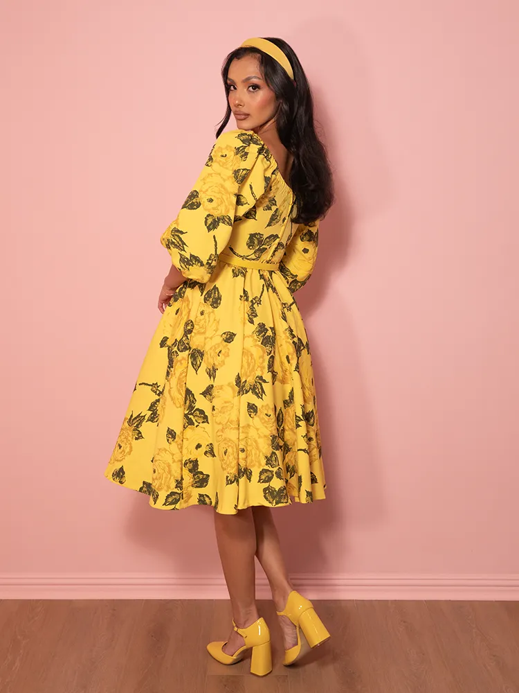 Vacation Dress in Vintage Yellow Roses - Vixen by Micheline Pitt soft armor