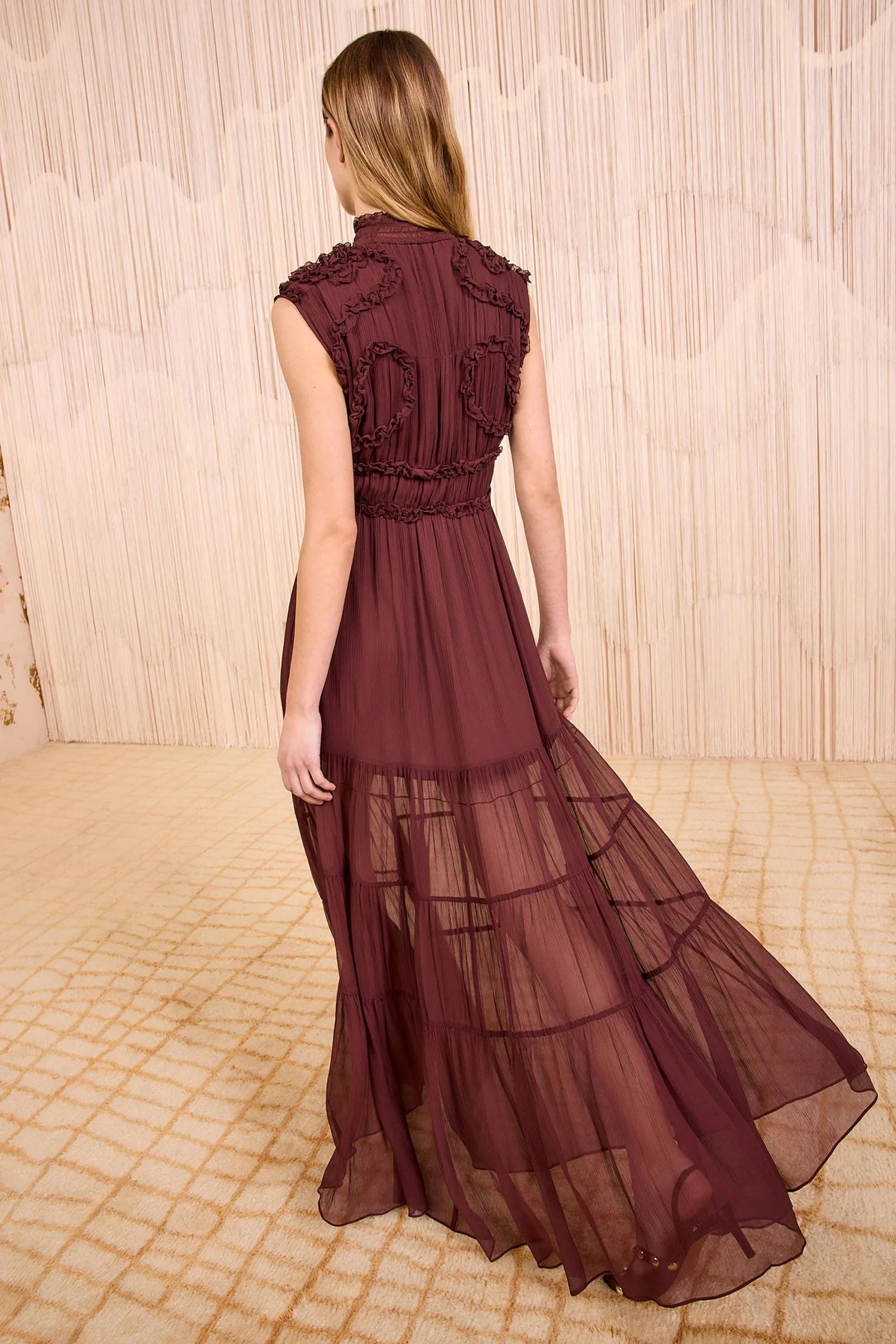 Verona Silk Smocked Gown - Mahogany glass hour