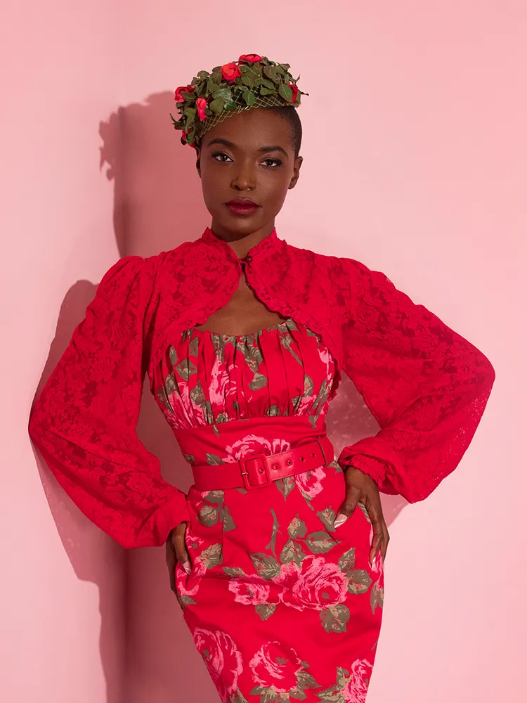 Vintage Lace Bolero in Classic Red - Vixen by Micheline Pitt soft wind
