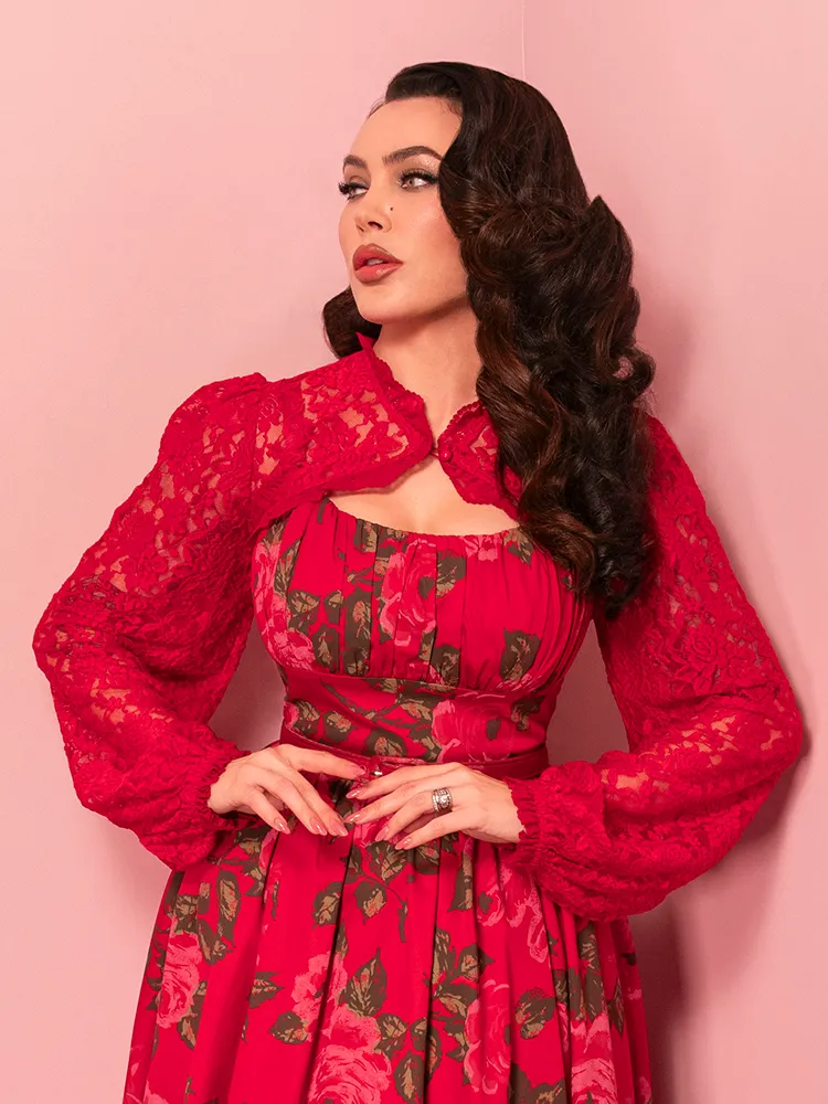 Vintage Lace Bolero in Classic Red - Vixen by Micheline Pitt soft wind