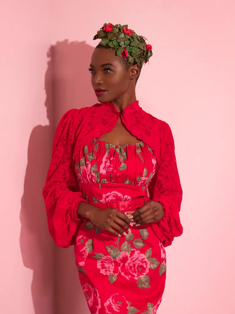 Vintage Lace Bolero in Classic Red - Vixen by Micheline Pitt soft wind