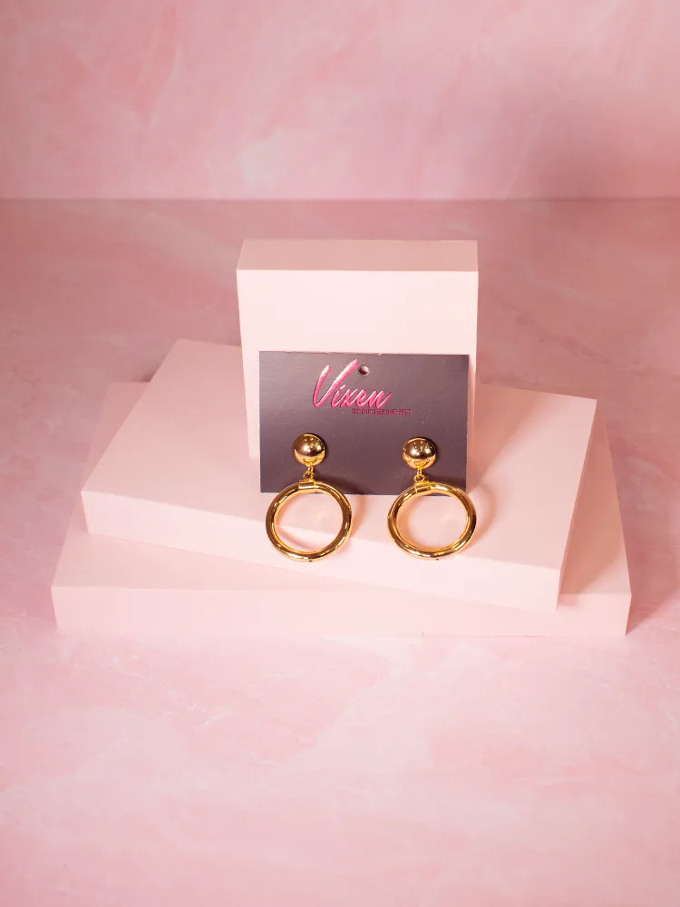Vintage Old Hollywood Hoop Earrings in Gold - Vixen by Micheline Pitt slow float