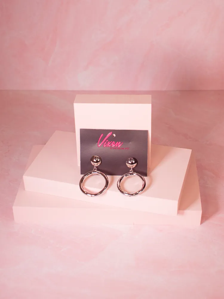 Vintage Old Hollywood Hoop Earrings in Silver - Vixen by Micheline Pitt soul sleep
