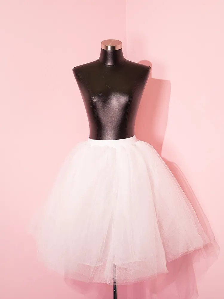 Vintage Style Crinoline Under Skirt in White - Vixen by Micheline Pitt golden thread