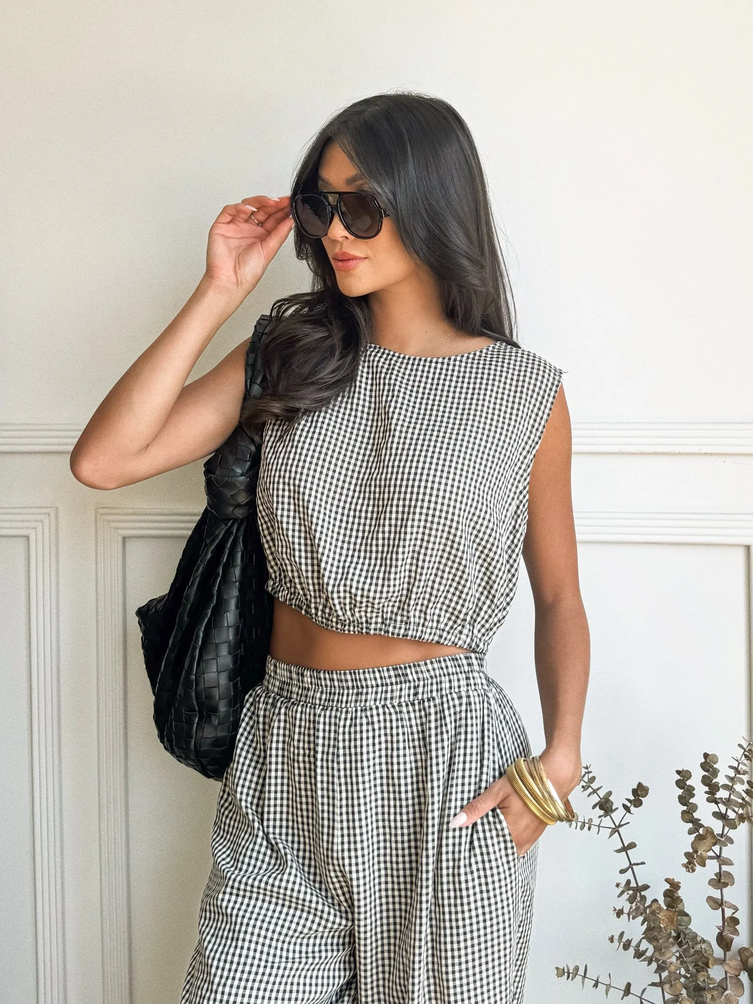 Walk the Line Gingham Top day swing