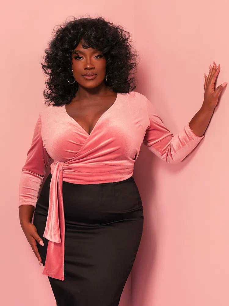 Wrap Top in Vixen Pink Velvet - Vixen by Micheline Pitt light blush