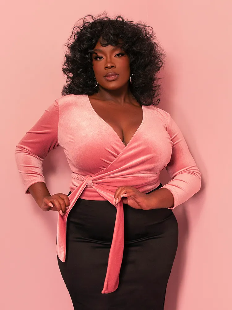 Wrap Top in Vixen Pink Velvet - Vixen by Micheline Pitt light blush