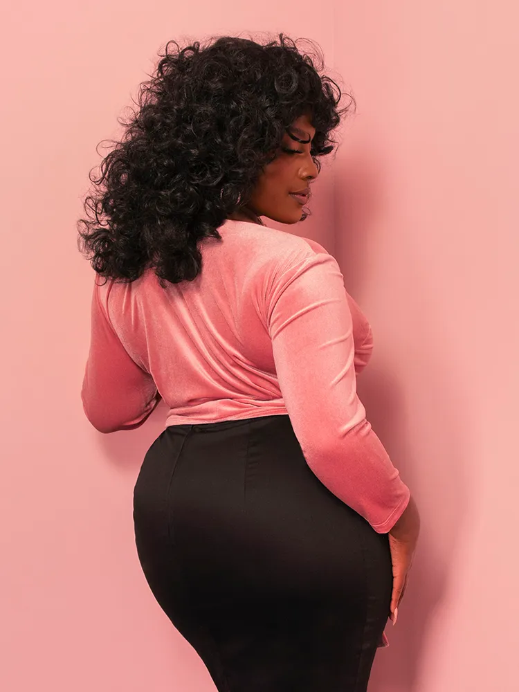 Wrap Top in Vixen Pink Velvet - Vixen by Micheline Pitt light blush